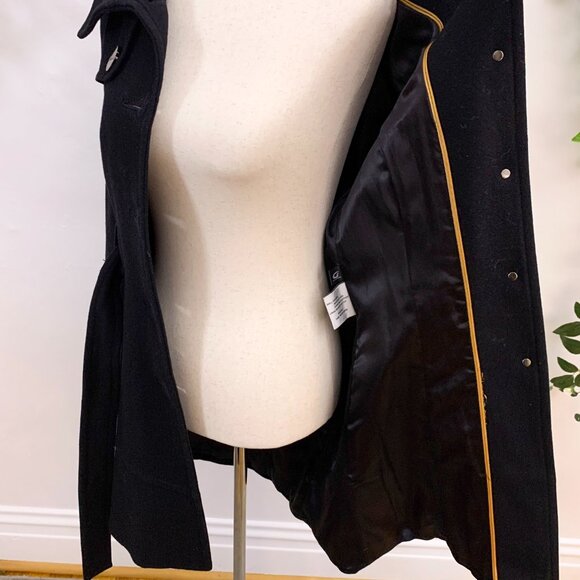 Kenneth Cole Black Wool Blend Trench Coat Size 4 - Picture 10 of 13